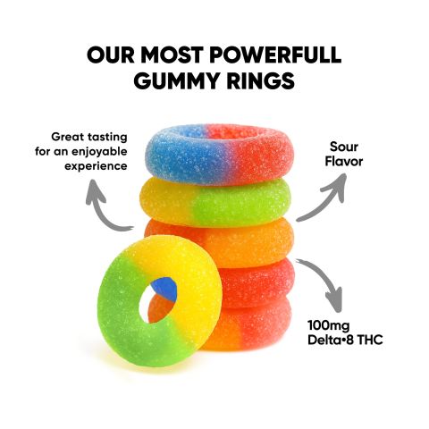 Delta 8 Gummies - 100mg - Assorted Sour Mix Rings - Chill Extreme - Thumbnail 2