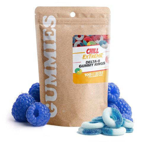 Delta 8 Gummies - 100mg - Sour Blue Raspberry Rings - Chill Extreme - Thumbnail 3