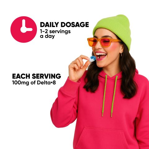 Delta 8 Gummies - 100mg - Sour Blue Raspberry Rings - Chill Extreme - Thumbnail 8