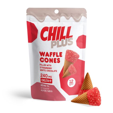 Chill Plus - Delta 9 Waffle Cones - Strawberry White Chocolate - 240MG - Thumbnail 2