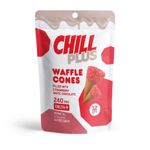 Chill Plus - Delta 9 Waffle Cones - Strawberry White Chocolate - 240MG - Thumbnail 3