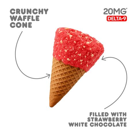 Delta 9 Waffle Cones - 20mg - Strawberry + White Chocolate - Chill Plus - Thumbnail 4