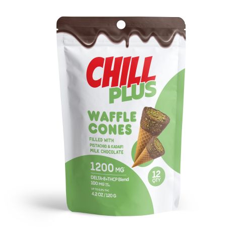 D8 & THCP Waffle Cones - 100mg - Pistachio & Kadaifi + Milk Chocolate - Chill Plus - Thumbnail 3