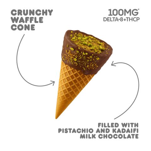 D8 & THCP Waffle Cones - 100mg - Pistachio & Kadaifi + Milk Chocolate - Chill Plus - Thumbnail 4