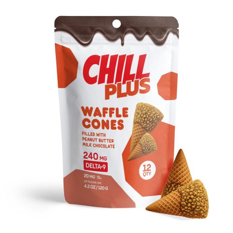 Delta 9 Waffle Cones - 20mg - Peanut Butter + Milk Chocolate - Chill Plus - Thumbnail 2