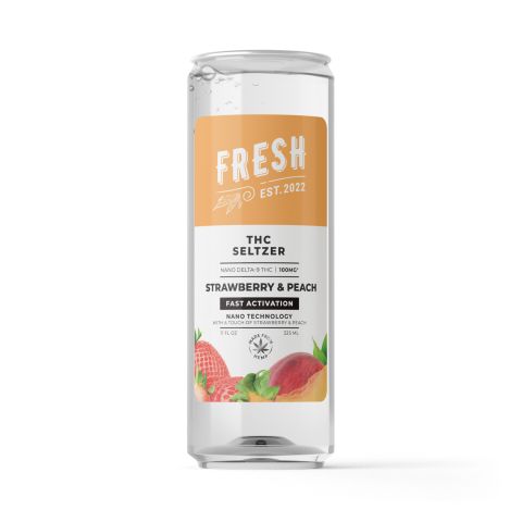 D9 Nano Strawberry & Peach THC Seltzer - 100mg - Fresh - Thumbnail 1