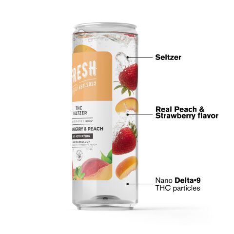 D9 Nano Strawberry & Peach THC Seltzer - 100mg - Fresh - Thumbnail 2