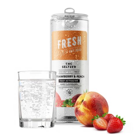 D9 Nano Strawberry & Peach THC Seltzer - 100mg - Fresh - Thumbnail 3