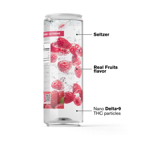 D9 Nano Raspberry THC Seltzer - 200mg - Fresh - Thumbnail 3