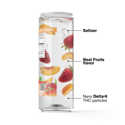 D9 Nano Strawberry & Peach THC Seltzer - 200mg - Fresh - Thumbnail 3