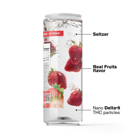 Delta 9 Nano Strawberry THC Seltzer - 200mg - Fresh - Thumbnail 3