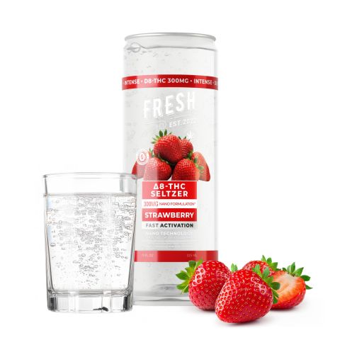 D8 & D9 Nano Strawberry THC Seltzer - 300mg - Fresh - Thumbnail 2