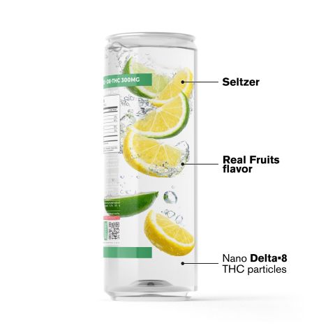 D8 Nano Lemon Lime THC Seltzer - 300mg - Fresh - Thumbnail 3