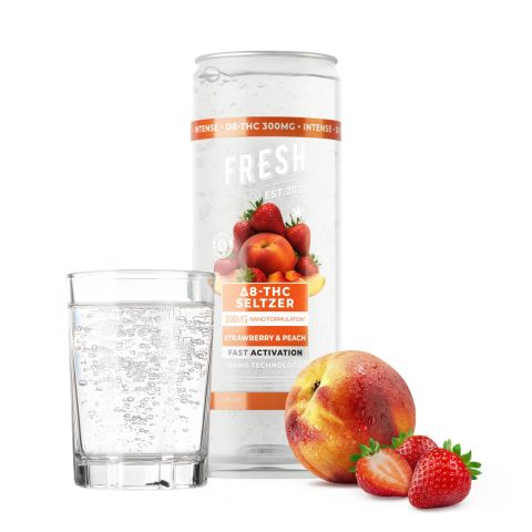 D8 Nano Strawberry & Peach THC Seltzer - 300mg - Fresh - Thumbnail 2