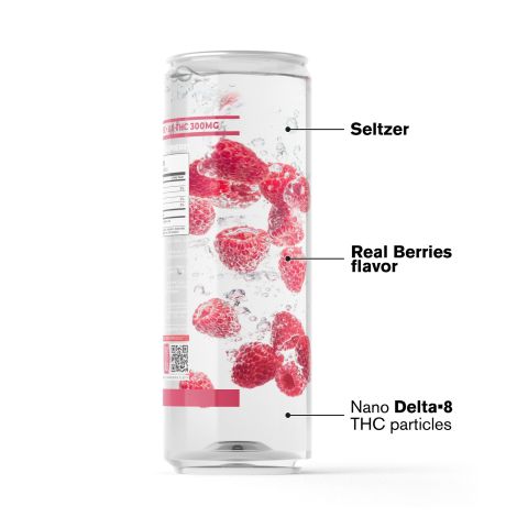 D8 Nano Raspberry THC Seltzer - 300mg - Fresh - Thumbnail 3