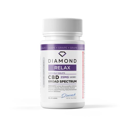 Broad Spectrum CBD Tablets - 25mg - Grape - Diamond CBD - 60ct - Thumbnail 3
