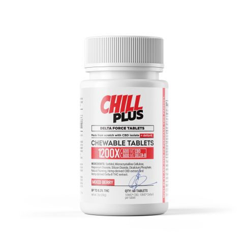 D8 & CBD Isolate Tablets - 1,200mg - Mixed Berry - Chill Plus - 60ct - Thumbnail 3