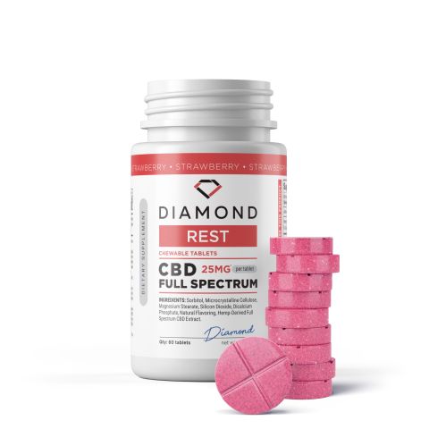 Full Spectrum CBD Tablets - 1,500mg - Strawberry - Diamond CBD - 60ct - Thumbnail 2