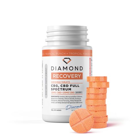Full Spectrum CBD & CBG Tablets - 50mg - Tropical Punch - Diamond CBD - 60ct - Thumbnail 2