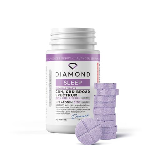 Full Spectrum CBD, CBN, Melatonin Tablets - 31mg - Lavender Berry - Diamond CBD - 60ct - Thumbnail 2