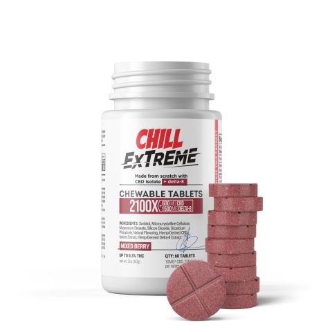 D8 & CBD Isolate Tablets - 35mg - Mixed Berry - Chill Extreme - 60ct - Thumbnail 2