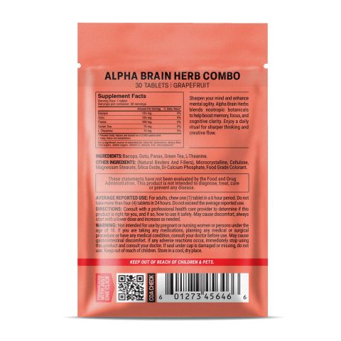 500mg Alpha Brain Herb Combo Tablets - Grapefruit - Mood Tablets - Thumbnail 8