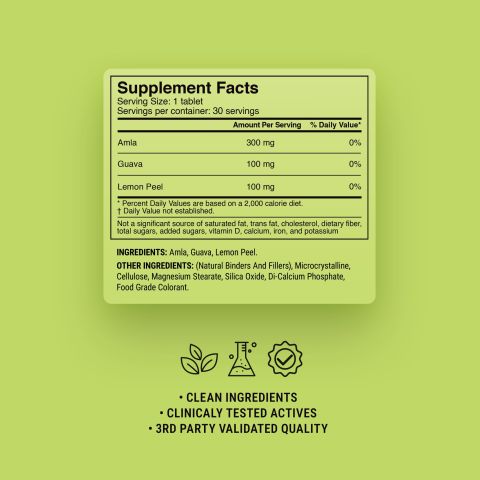 500mg Amla Vitamin C Tablets - Lemon-Guava - Mood Tablets - Thumbnail 9