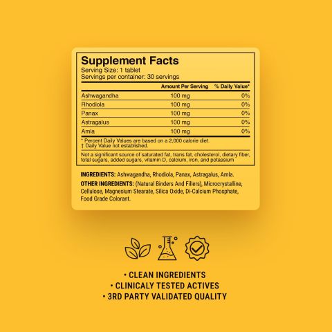 500mg Daily Performance Adaptogen Tablets - Pineapple Ginger - Mood Tablets - Thumbnail 9