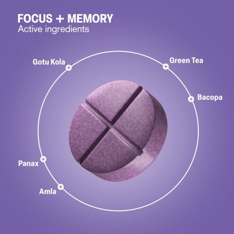 500mg Focus + Memory Tablets - Blueberry Acai - Mood Tablets - Thumbnail 5