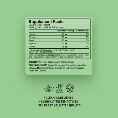 500mg Gas & Bloating Relief Tablets - Lemon Mint - Mood Tablets - Thumbnail 9