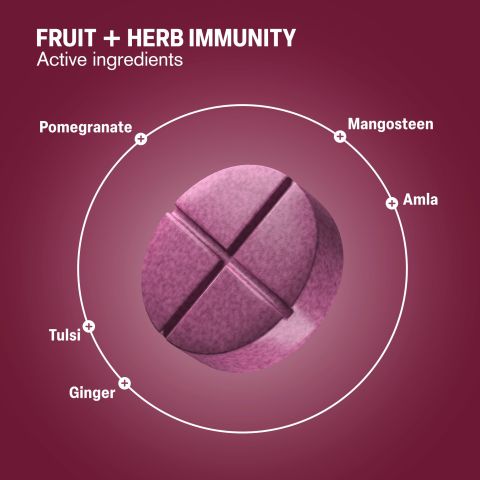 500mg Fruit + Herb Immunity Tablets - Pomegranate Berry - Mood Tablets - Thumbnail 5