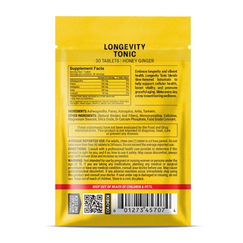 500mg Longevity Tonic Tablets - Honey Ginger - Mood Tablets - Thumbnail 8