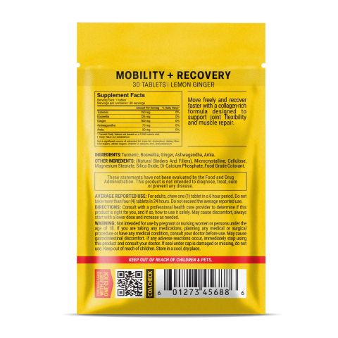 500mg Mobility + Recovery Tablets - Lemon Ginger - Mood Tablets - Thumbnail 8