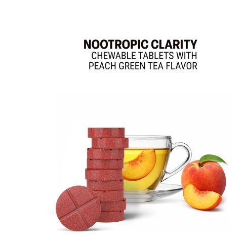 500mg Nootropic Clarity Tablets - Peach Green Tea - Mood Tablets - Thumbnail 4