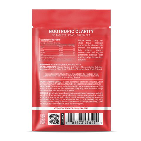 500mg Nootropic Clarity Tablets - Peach Green Tea - Mood Tablets - Thumbnail 8