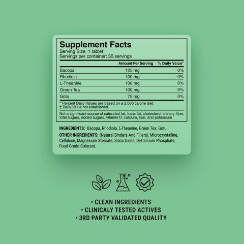 500mg Study Work Productivity Tablets - Lime Mint - Mood Tablets - Thumbnail 9