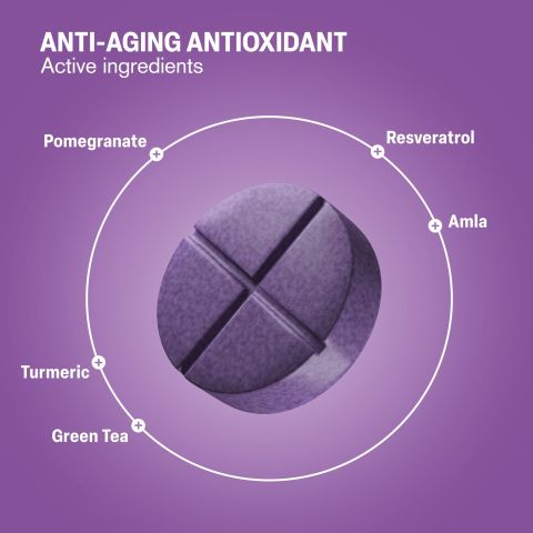 500mg Anti-Aging Antioxidant Tablets - Blackcurrant Grape - Mood Tablets - Thumbnail 5