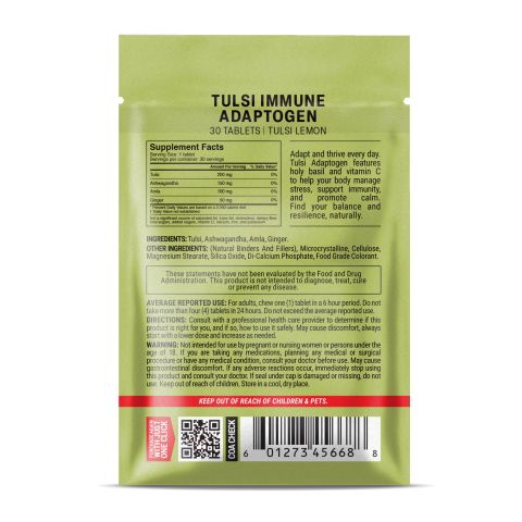 500mg Tulsi Immune Adaptogen Tablets - Tulsi Lemon - Mood Tablets - Thumbnail 8