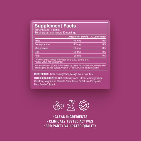 500mg Antioxidant Superfruit Mix Tablets - Berry Pomegranate - Mood Tablets - Thumbnail 9