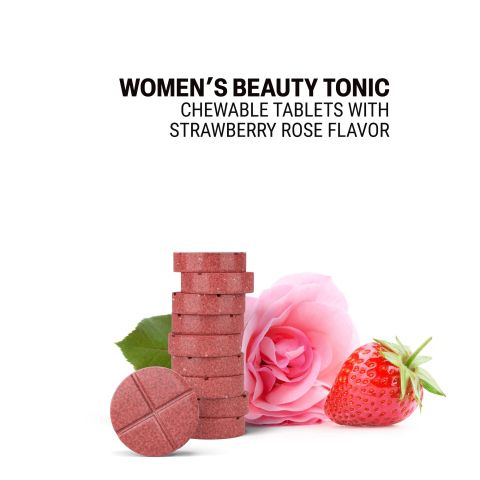 500mg Women's Beauty Tonic Tablets - Strawberry Rose - Mood Tablets - Thumbnail 4