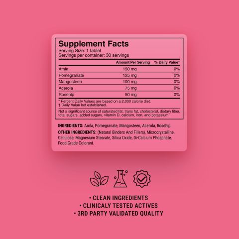 500mg Skin Brightening SuperFruit Tablets - Pink Lemonade - Mood Tablets - Thumbnail 9