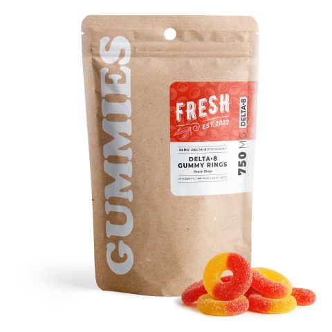 Delta 8 Gummies - 50mg - Peach Sour Rings - Fresh - Thumbnail 2