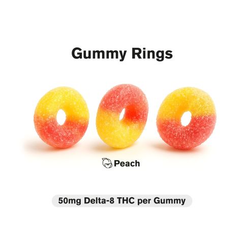 Delta 8 Gummies - 50mg - Peach Sour Rings - Fresh - Thumbnail 4