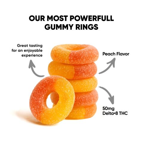 Delta 8 Gummies - 50mg - Peach Sour Rings - Fresh - Thumbnail 5