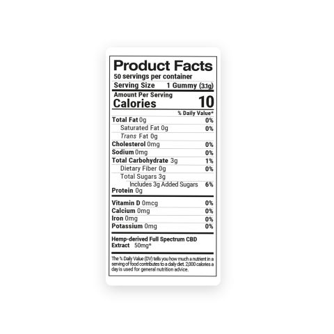 Full Spectrum CBD Gummies - 50mg - Sour Bears - Fresh - Thumbnail 10