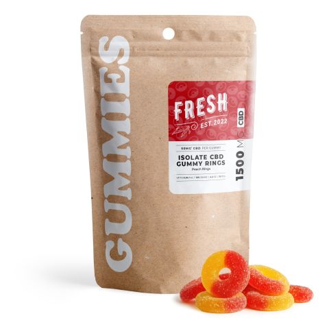 CBD Isolate Gummies - 100mg - Peach Sour Rings - Fresh - Thumbnail 2