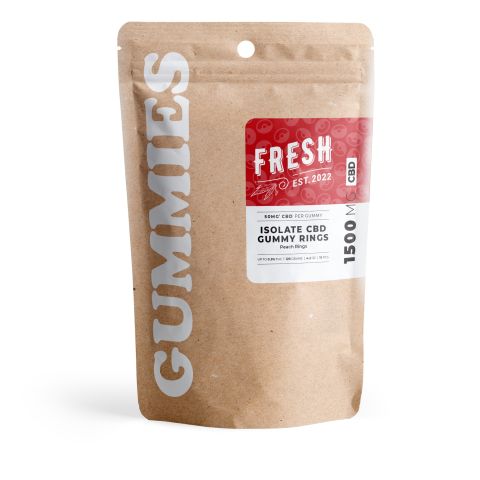 CBD Isolate Gummies - 100mg - Peach Sour Rings - Fresh - Thumbnail 3