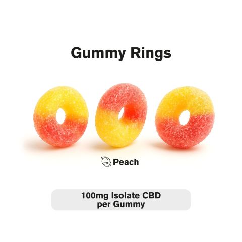 CBD Isolate Gummies - 100mg - Peach Sour Rings - Fresh - Thumbnail 4
