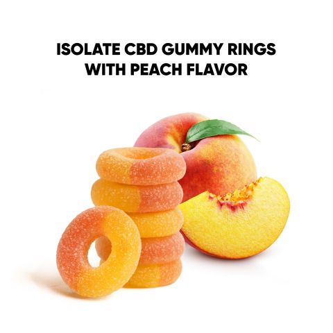 CBD Isolate Gummies - 100mg - Peach Sour Rings - Fresh - Thumbnail 6
