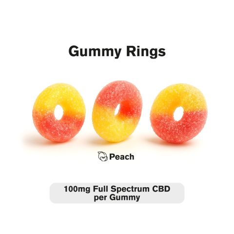 Full Spectrum CBD Gummies - 100mg - Peach Sour Rings - Fresh - Thumbnail 4